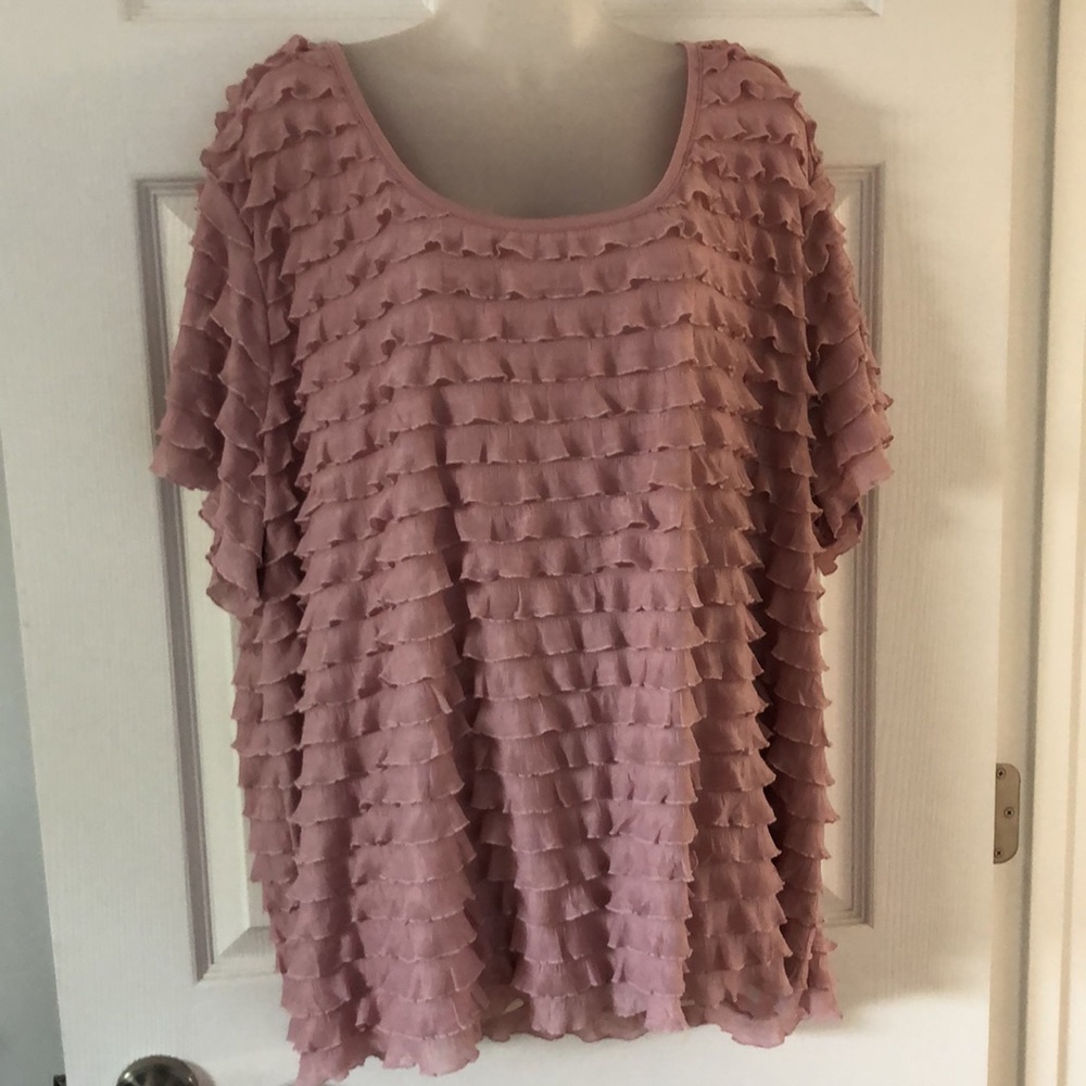 VTG apt 9 Rue  Dusty Pink-Tiered All Over Ruffles-Blouse 3X